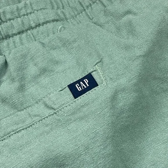 GAP Wide Leg Pants Women's Large Green‎ Pull On Style Linen Rayon Blend Relaxed - Picture 5 of 10
